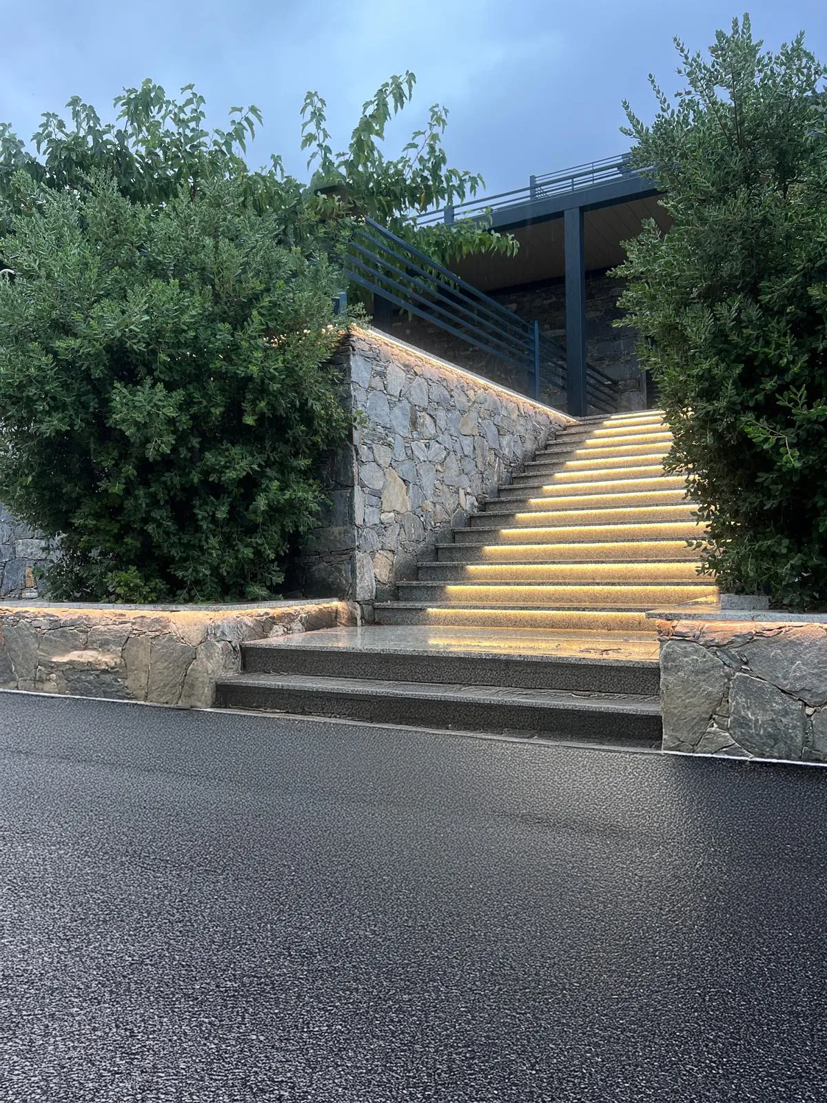 Escalier extérieur avec éclairage LED